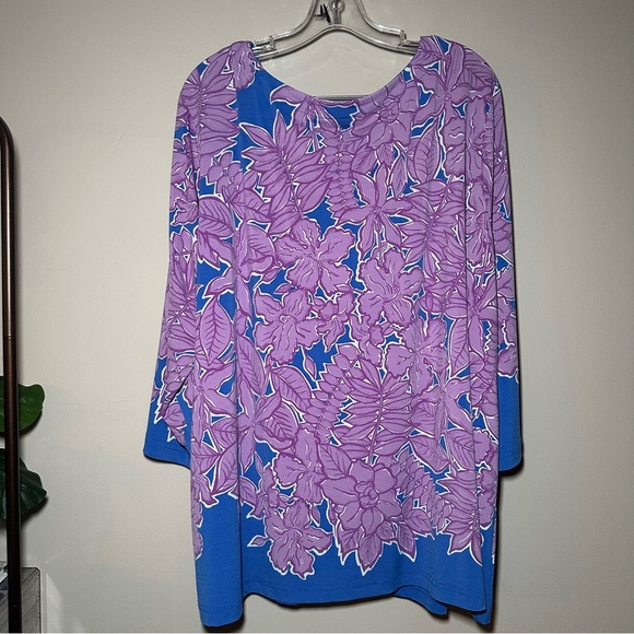 Bob Mackie Artsy Tropical Floral Blouse 3X - Picture 11 of 14